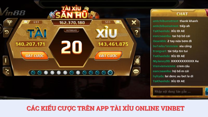 App tài xỉu online uy tín có nhiều kiểu cược khác nhau cho bet thủ lựa chọn.