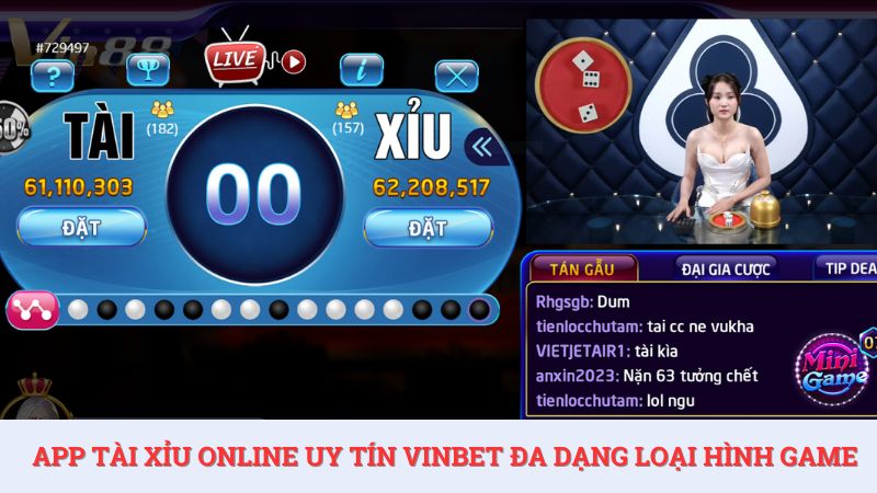 Bet thủ thỏa thích chơi game đa dạng trên app tài xỉu online uy tín Vinbet.
