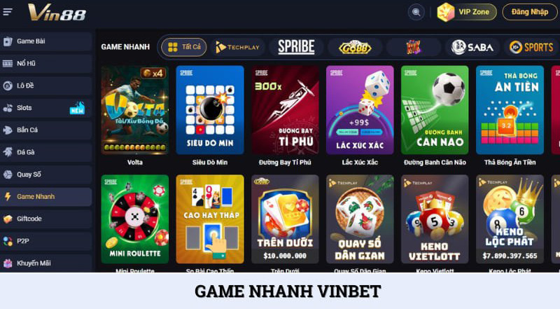 các game nhanh tại nhà cái vinbet