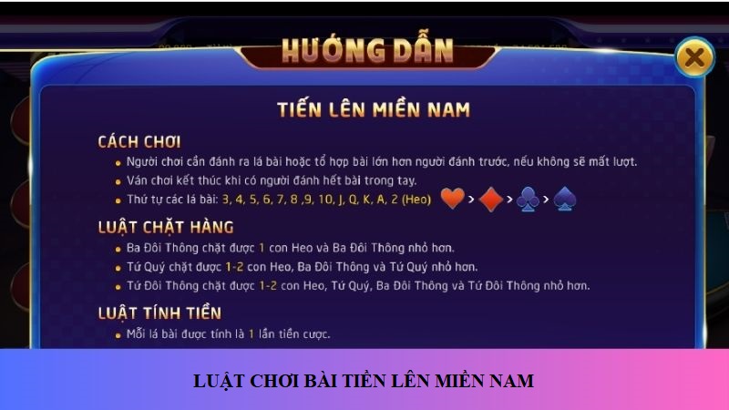 Luật chơi game Bài Tiến lên miền Nam được quy định chi tiết