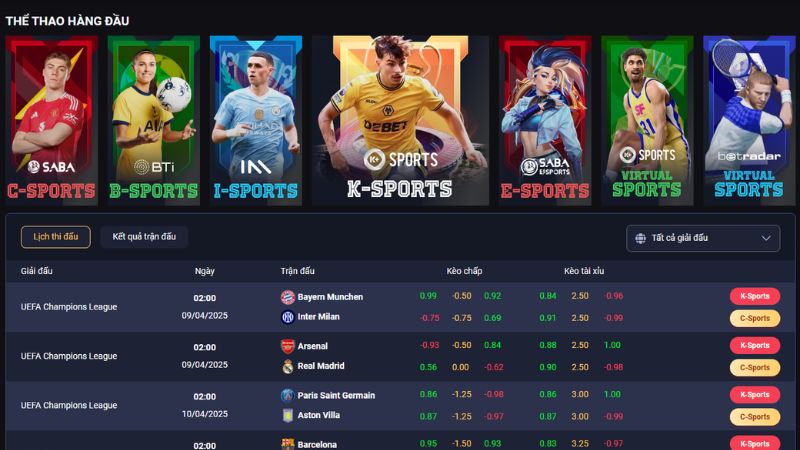Vinbet với các sảnh cược đa dạng